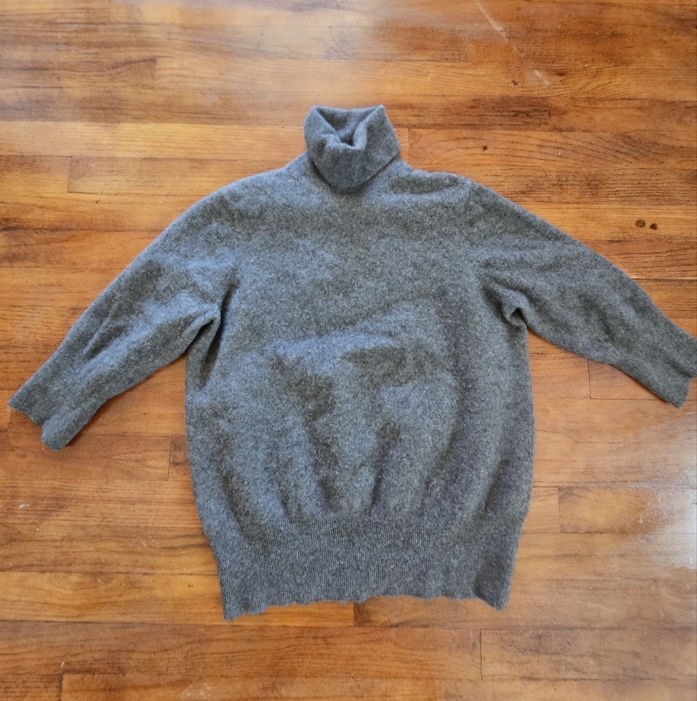 Neiman Marcus 100% Cashmere Preppy Minimalist Gray 3/4 Sleeves Sweater Sz 1X